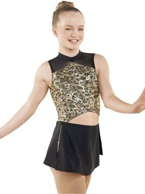 Tenth House | Thrive Gold Sequin and Black Dance Skirt Top Set, LC MC